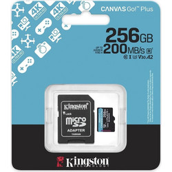 Kingston Canvas Go Plus Gen4 microSDXC 256GB Class 10 U3 V30 UHS-I A2 200MB/s + Adapter