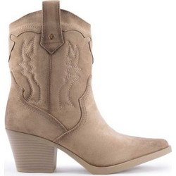 Xti Γυναικεία Μποτάκια Cowgirl Δερμάτινα Μπεζ με Χοντρό Χαμηλό Τακούνι 144721