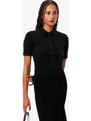 Lacoste Midi Καθημερινό Φόρεμα Πλεκτό Μαύρο DF8041