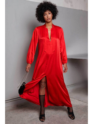 Collectiva Noir Maxi Φόρεμα για Γάμο / Βάπτιση Σατέν Κόκκινο CN141P03RAY