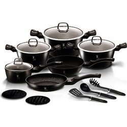 Berlinger Haus Matt Black Silver Collection Σετ Μαγειρικά Σκεύη από Ανοξείδωτο Ατσάλι με Αντικολλητική Επίστρωση Μαρμάρου 6τμχ BH-6155