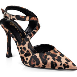 Envie Shoes Γόβες Slingback Δερμάτινες με Λεπτό Ψηλό Τακούνι Καφέ E02-22086-97