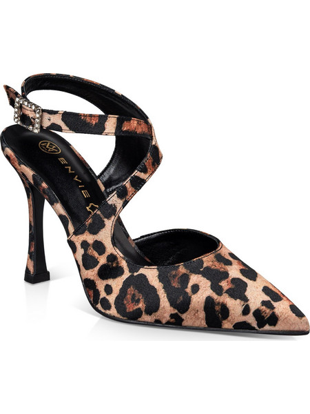 Envie Shoes Γόβες Slingback Δερμάτινες με Λεπτό Ψηλό Τακούνι Καφέ E02-22086-97
