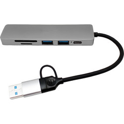 Andowl Q-HU500 USB Hub 3.0 USB-A με 6 Θύρες USB-A / USB-C / Card Reader