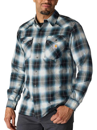 Carhartt Ανδρικό Πουκάμισο Βαμβακερό Καρό Μακρυμάνικο Κανονική Γραμμή Μαύρο 107016-N04