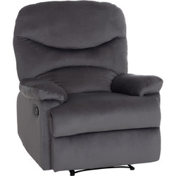 HomeMarkt Πολυθρόνα Relax με Υποπόδιο Ανακλινόμενη Βελούδινη Ανθρακί BRAYLEN HM3298.01