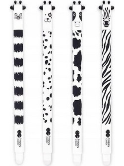Happy Color Black & White Στυλό Gel που Σβήνει 0.5mm Μπλε Διάφορα Σχέδια HK104