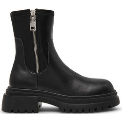 Steve Madden Roadmap Γυναικεία Μποτάκια Αστραγάλου Δερμάτινα Μαύρα με Χοντρό Χαμηλό Τακούνι 11004997-05O