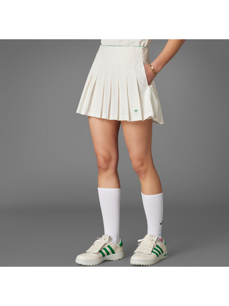 Adidas Originals Μίνι Φούστα Υφασμάτινη Ψηλόμεση Πλισέ Εκρού JC6769