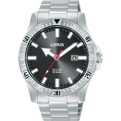Lorus Ανδρικό Ρολόι Solar με Ασημί Μεταλλικό Μπρασελέ RX377AX9