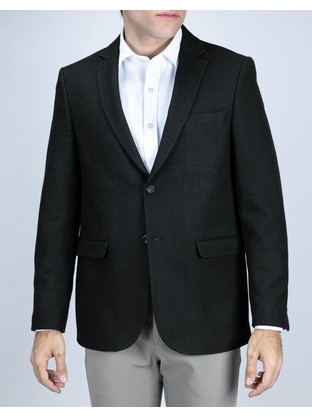 Lexton Χειμερινό Ανδρικό Σακάκι Υφασμάτινο με Κανονική Εφαρμογή Μαύρο 08.39.MUSTANG