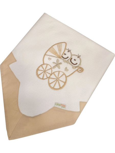 Ninetta Bebe 501 Καροτσάκι Πάνα Αγκαλιάς Πικέ Λευκή Μπεζ 90x90cm