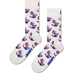 Happy Socks Anchor Ανδρικές Κάλτσες Ψηλές με Σχέδια Λευκές P002598-1000
