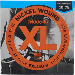 D'Addario EXL140-8 Σετ 8 Χορδές Ηλεκτρικής Κιθάρας Nickel Plated Steel 10-74" Mixed Tension
