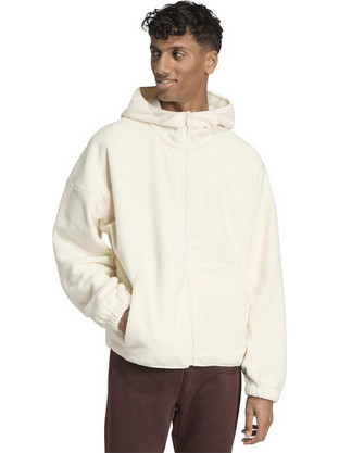 Adidas Ανδρική Ζακέτα Fleece με Κουκούλα και Φερμουάρ Μπεζ JW7084
