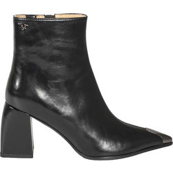 Versace 19V69 Γυναικεία Μποτάκια Αστραγάλου Δερμάτινα Μαύρα με Χοντρό Ψηλό Τακούνι AM5C485-5