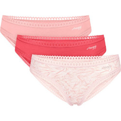 Sloggi Go Crush Mini Βαμβακερά Γυναικεία Slip με Δαντέλα 3Pack 10219682-M005