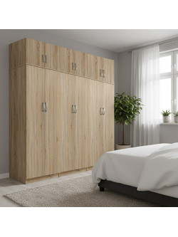 Pakoworld Εξάφυλλη Ντουλάπα Ρούχων με Πατάρι Sonoma 240x42x240cm 383-000268