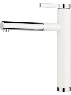 Blanco Linee-S 518441 Μπαταρία Κουζίνας Πάγκου Διπλής Παροχής Ανάμεικτη με Ντουζ Λευκή