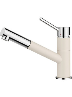 Blanco Kano-S 526953 Μπαταρία Κουζίνας Πάγκου Διπλής Παροχής Ανάμεικτη με Ντουζ Λευκή