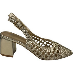 Elenross Γόβες Slingback Δερμάτινες με Χοντρό Χαμηλό Τακούνι Χρυσές GS10210W-GOL