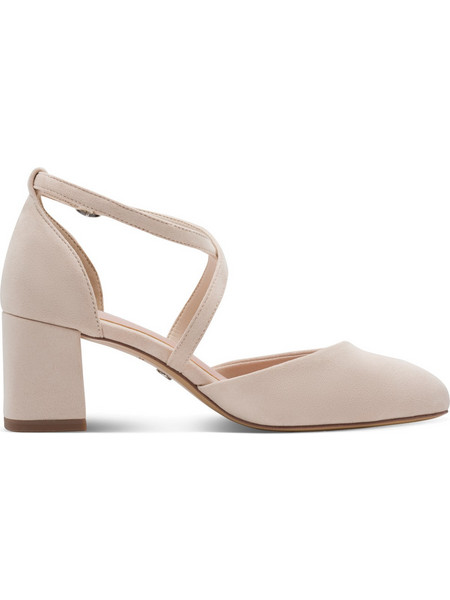Tamaris Γόβες Suede με Χοντρό Χαμηλό Τακούνι & Λουράκι Nude 1-22438-46-251