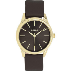 Oozoo Timepieces Γυναικείο Ρολόι με Μαύρο Δερμάτινο Λουράκι C11678