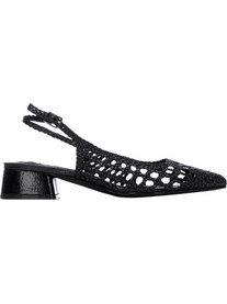 Xti Γόβες Slingback Δερμάτινες με Χοντρό Χαμηλό Τακούνι Μαύρες 145430