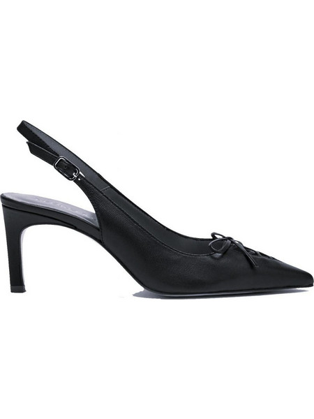 Pedro Miralles Γόβες Slingback Δερμάτινες με Τακούνι Στιλέτο με Φιόγκο Μαύρες 18752