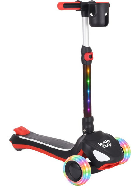 Kiddoboo E-Scooter Αναδιπλούμενο Παιδικό Πατίνι Τρίτροχο με Φωτάκια Μαύρο