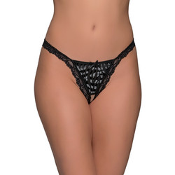 Milena By Paris Γυναικείο Sexy String Αυτοκινήτου με Δαντέλα Μαύρο Ασημί 6920