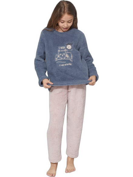 Sexen Wish Παιδική Πιτζάμα Fleece Χειμωνιάτικη Μπλε Ροζ 21638K