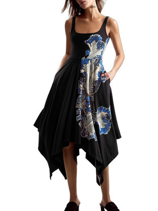 Desigual Midi Καλοκαιρινό Βραδινό Φόρεμα Μαύρο 26SWVK44-2000