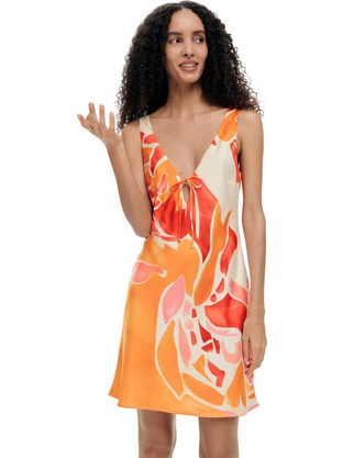 Desigual Mini Καλοκαιρινό Καθημερινό Φόρεμα Πορτοκαλί 26SWVW44-7002