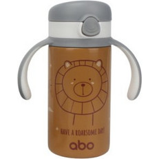Abo Lion Παιδικό Παγούρι Θερμός Ανοξείδωτο BPA Free με Καλαμάκι Ταμπά 280ml