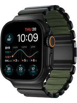 Nomad Stratos Titanium FKM Λουράκι Μεταλλικό Black / Forest (Apple Watch 42 / 44 / 45 / 46 / 49mm)