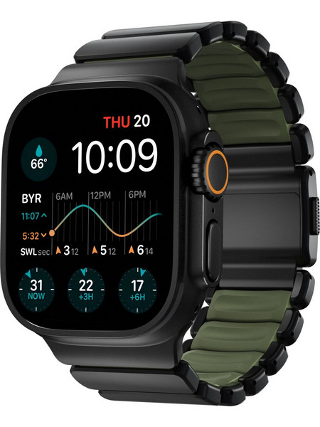 Nomad Stratos Titanium FKM Λουράκι Μεταλλικό Black / Forest (Apple Watch 42 / 44 / 45 / 46 / 49mm)