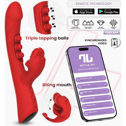 IntoYou Trixy Vibrator with Tapping Biting Δονητής Rabbit για Ζευγάρια με App Control Κόκκινος IN-212