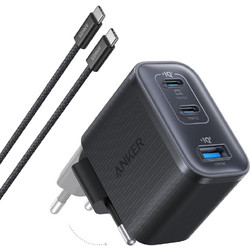 Anker Nano Φορτιστής με Καλώδιο USB-C με Θύρα USB-A & 2 Θύρες USB-C 70W Power Delivery Black