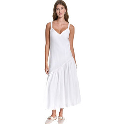 DKNY Midi Καλοκαιρινό Καθημερινό Φόρεμα Λινό Λευκό P5JNCD88-WHT