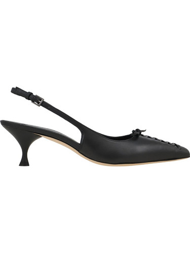 Haralas Γόβες Slingback Δερμάτινες με Λεπτό Χαμηλό Τακούνι Μαύρες 520501