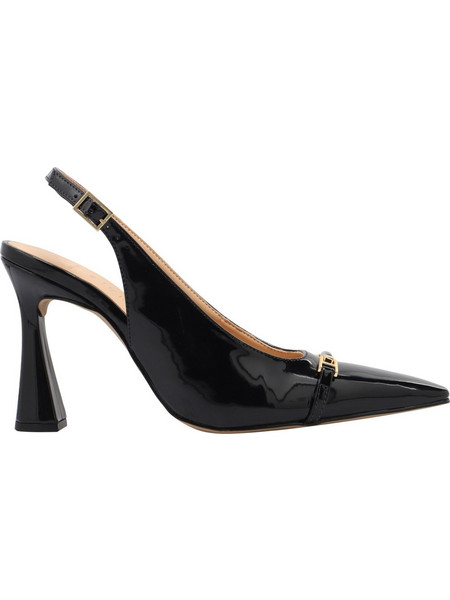 Haralas Γόβες Slingback Λουστρίνι με Χοντρό Ψηλό Τακούνι Μαύρες 13770007