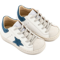 Babywalker Βαπτιστικά Sneakers για Αγόρι Δερμάτινα Ανατομικά Λευκά Μπλε EXC5315