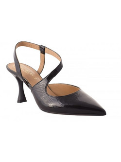 Relax Anatomic Ανατομικές Γόβες Slingback Λουστρίνι με Λεπτό Ψηλό Τακούνι Μαύρες H-71004-03