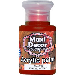 Maxi Decor 030 Fire Red Ακρυλικό Χρώμα Ζωγραφικής 60ml
