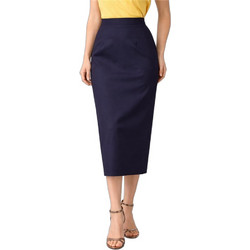 Passager Μίντι Φούστα Υφασμάτινη Ψηλόμεση Pencil Navy Μπλε 31006