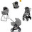 Inglesina Aptica Quattro 2026 Καρότσι Μωρού 3 σε 1 Crystal Grey Litio Black KA61T0CLG