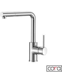Cora 215-63359-100 Μπαταρία Κουζίνας Πάγκου Διπλής Παροχής Ανάμεικτη με Ντουζ Inox
