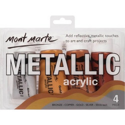Mont Marte Metallic Σετ Ακρυλικά Χρώματα Ζωγραφικής 50ml 4τμχ