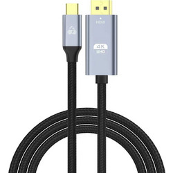 Powertech Καλώδιο Braided HDMI Male to USB-C Male 1m Black PTR-0171
